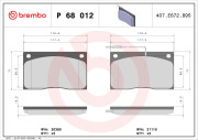 P 68 012 Sada brzdových destiček, kotoučová brzda PRIME LINE BREMBO