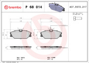 P 68 014 Sada brzdových destiček, kotoučová brzda PRIME LINE BREMBO