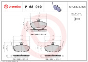 P 68 019 Sada brzdových destiček, kotoučová brzda PRIME LINE BREMBO