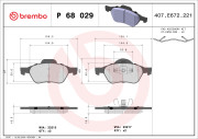 P 68 029 Sada brzdových destiček, kotoučová brzda PRIME LINE BREMBO