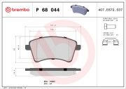 P 68 044 Sada brzdových destiček, kotoučová brzda PRIME LINE BREMBO