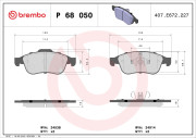 P 68 050 Sada brzdových destiček, kotoučová brzda PRIME LINE BREMBO