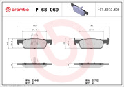 P 68 069 Sada brzdových destiček, kotoučová brzda PRIME LINE BREMBO