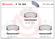 P 78 004 Sada brzdových destiček, kotoučová brzda PRIME LINE BREMBO