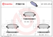 P78011N Sada brzdových destiček, kotoučová brzda BREMBO NAO LINE BREMBO