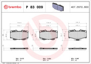 P 83 009 Sada brzdových destiček, kotoučová brzda PRIME LINE BREMBO