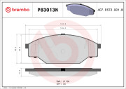 P83013N Sada brzdových destiček, kotoučová brzda BREMBO NAO LINE BREMBO