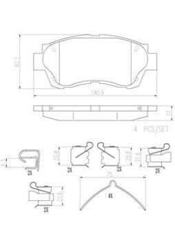 P83027N Sada brzdových destiček, kotoučová brzda PRIME LINE - Ceramic BREMBO