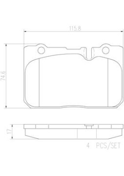 P83039N Sada brzdových destiček, kotoučová brzda BREMBO NAO LINE BREMBO