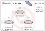 P 83 046 Sada brzdových destiček, kotoučová brzda PRIME LINE BREMBO