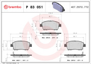 P 83 051 Sada brzdových destiček, kotoučová brzda PRIME LINE BREMBO