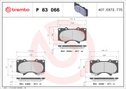 P 83 066 Sada brzdových destiček, kotoučová brzda PRIME LINE BREMBO