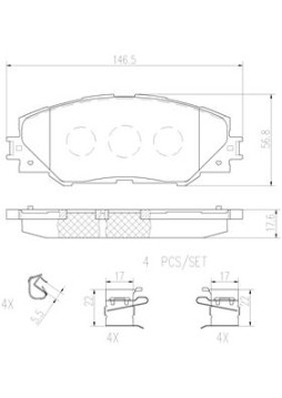 P83071N Sada brzdových destiček, kotoučová brzda PRIME LINE - Ceramic BREMBO