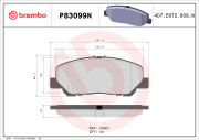P83099N Sada brzdových destiček, kotoučová brzda BREMBO NAO LINE BREMBO