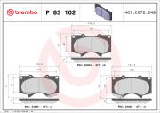 P 83 102X Sada brzdových destiček, kotoučová brzda XTRA LINE BREMBO