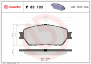 P 83 105 Sada brzdových destiček, kotoučová brzda PRIME LINE BREMBO