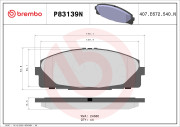 P83139N Sada brzdových destiček, kotoučová brzda BREMBO NAO LINE BREMBO