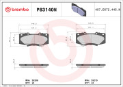 P83140N Sada brzdových destiček, kotoučová brzda BREMBO NAO LINE BREMBO