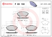 P 83 150 Sada brzdových destiček, kotoučová brzda PRIME LINE BREMBO