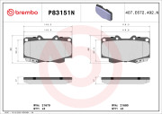 P83151N Sada brzdových destiček, kotoučová brzda BREMBO NAO LINE BREMBO