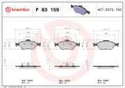 P 83 159 Sada brzdových destiček, kotoučová brzda PRIME LINE BREMBO