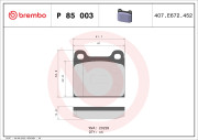 P 85 003 Sada brzdových destiček, kotoučová brzda PRIME LINE BREMBO