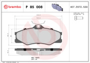 P 85 008 Sada brzdových destiček, kotoučová brzda PRIME LINE BREMBO