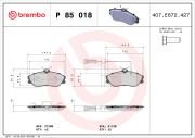 P 85 018 Sada brzdových destiček, kotoučová brzda PRIME LINE BREMBO