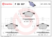 P 85 037 Sada brzdových destiček, kotoučová brzda PRIME LINE BREMBO