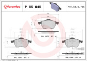 P 85 045 Sada brzdových destiček, kotoučová brzda PRIME LINE BREMBO