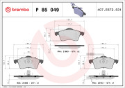 P 85 049 Sada brzdových destiček, kotoučová brzda PRIME LINE BREMBO