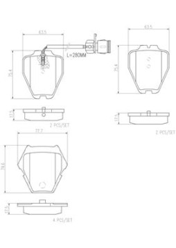 P85054N Sada brzdových destiček, kotoučová brzda PRIME LINE - Ceramic BREMBO