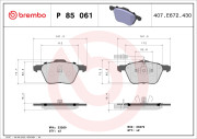 P 85 061 Sada brzdových destiček, kotoučová brzda PRIME LINE BREMBO