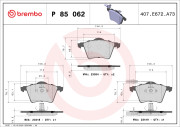 P 85 062 Sada brzdových destiček, kotoučová brzda PRIME LINE BREMBO