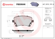 P85064N Sada brzdových destiček, kotoučová brzda BREMBO NAO LINE BREMBO