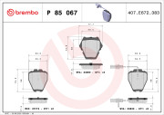 P 85 067 Sada brzdových destiček, kotoučová brzda PRIME LINE BREMBO