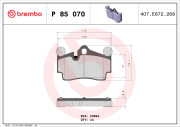 P 85 070 Sada brzdových destiček, kotoučová brzda PRIME LINE BREMBO