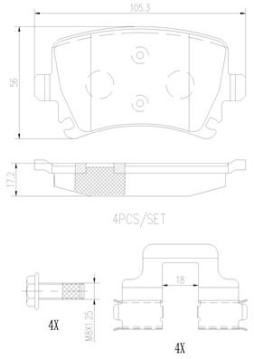 P85073N Sada brzdových destiček, kotoučová brzda PRIME LINE - Ceramic BREMBO