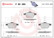 P 85 085X Sada brzdových destiček, kotoučová brzda XTRA LINE BREMBO