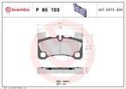 P 85 103 Sada brzdových destiček, kotoučová brzda PRIME LINE BREMBO