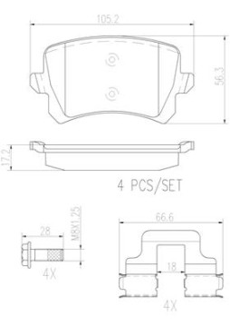 P85109N Sada brzdových destiček, kotoučová brzda PRIME LINE - Ceramic BREMBO