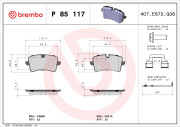 P 85 117 Sada brzdových destiček, kotoučová brzda PRIME LINE BREMBO