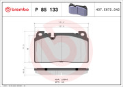 P 85 133 Sada brzdových destiček, kotoučová brzda PRIME LINE BREMBO