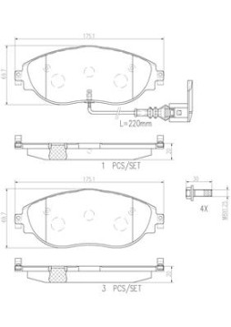 P85144N Sada brzdových destiček, kotoučová brzda PRIME LINE - Ceramic BREMBO