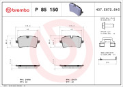 P 85 150X Sada brzdových destiček, kotoučová brzda XTRA LINE BREMBO