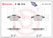 P 86 014 Sada brzdových destiček, kotoučová brzda PRIME LINE BREMBO