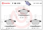 P 86 015 Sada brzdových destiček, kotoučová brzda PRIME LINE BREMBO