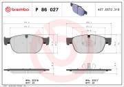 P 86 027 Sada brzdových destiček, kotoučová brzda PRIME LINE BREMBO