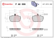 P A6 006 Sada brzdových destiček, kotoučová brzda PRIME LINE BREMBO