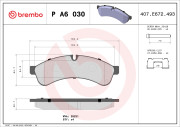 P A6 030 Sada brzdových destiček, kotoučová brzda PRIME LINE BREMBO